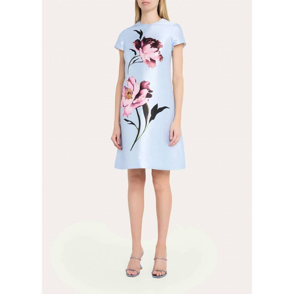 NEW TERI JON floral-print faille dress in blue - Picture 1 of 5